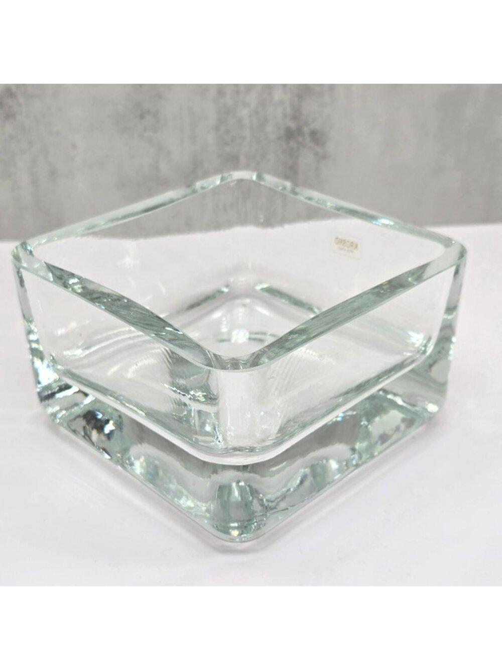 Krosno Poland Glass Square Serving Bowl Heavy Modern Minimalism VL5074